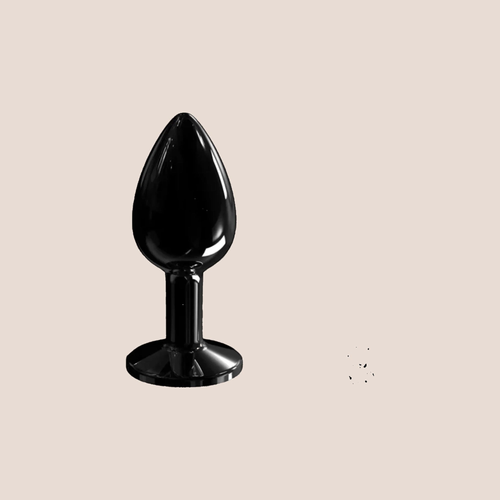Bejewelled — weighted intimate plug on a warm blush background