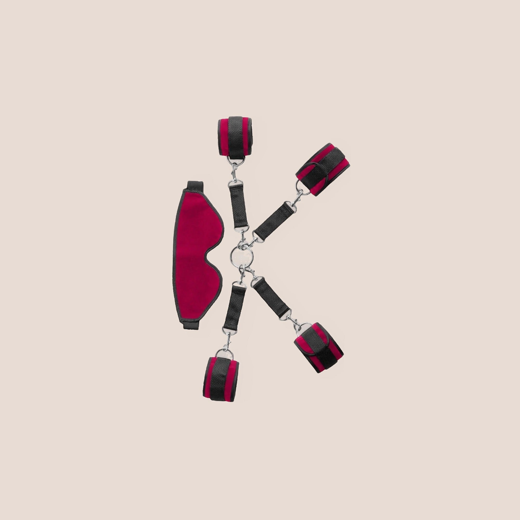 Entrusted — restraint piece on a warm blush background