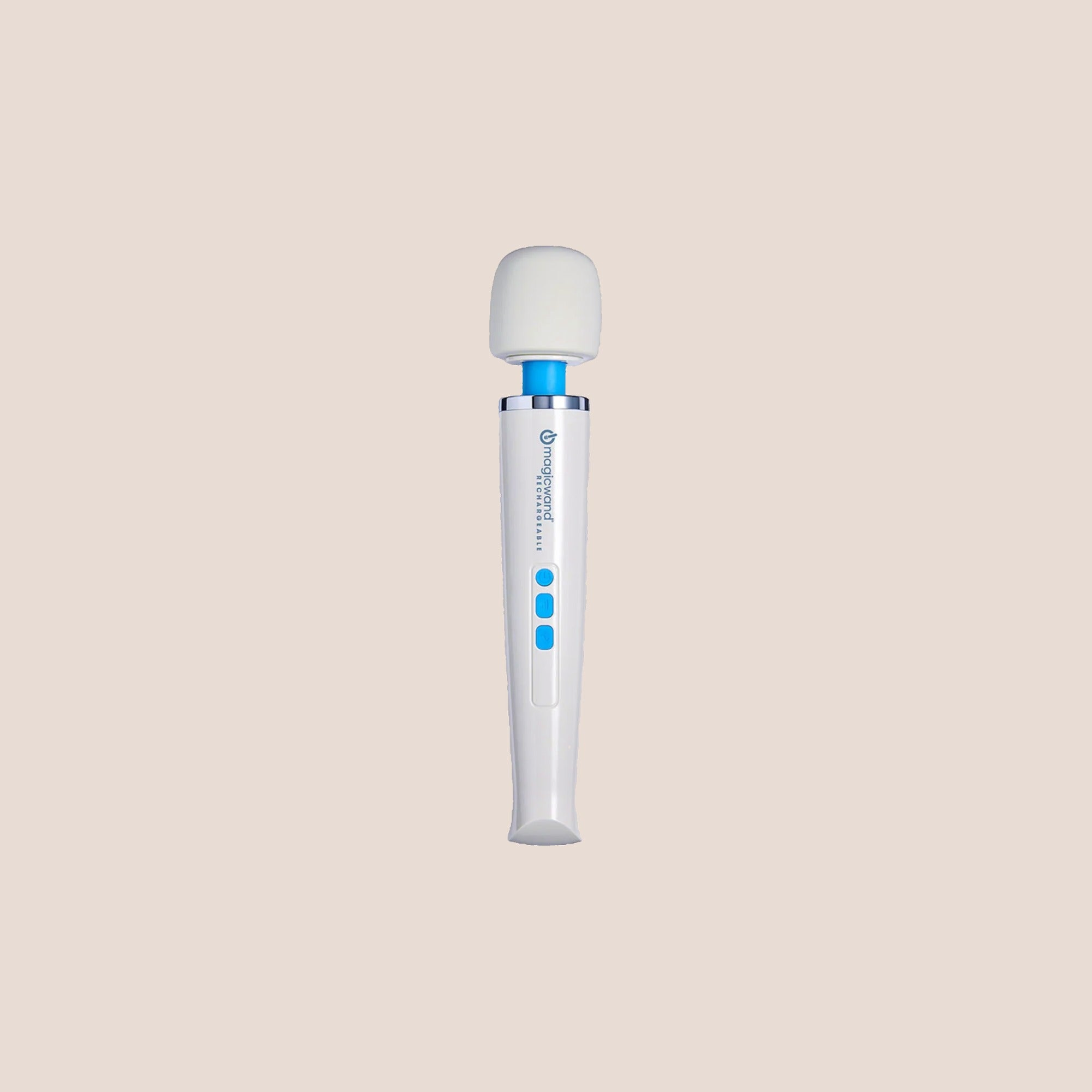 Recharged — intimate massager on a warm blush background